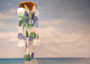 Blue Green White Capiz Shell Wind Chime (1 chime approx. 18 x 5 inches) Blue Green White Capiz Shell Wind Chime for coastal home decoration!