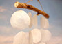 White Capiz Shell Flat Wind Chime (1 chime approx. 14 x 12 inches) Natural White Round Cut Capiz Shell Wind Chime for coastal home décor! Copyright 2025 SeaShellSupply.com.