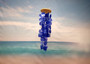Blue Capiz Round Cut Seashell Wind Chime (1 chime approx. 18 x 5 inches) Round Dark Blue Capiz Shell Wind Chime for coastal home decoration!