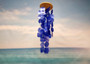 Blue Capiz Round Cut Seashell Wind Chime (1 chime approx. 18 x 5 inches) Round Dark Blue Capiz Shell Wind Chime for coastal home decoration!