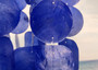 Blue Capiz Round Cut Seashell Wind Chime (1 chime approx. 18 x 5 inches) Round Dark Blue Capiz Shell Wind Chime for coastal home decoration!