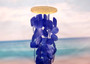 Blue Capiz Round Cut Seashell Wind Chime (1 chime approx. 18 x 5 inches) Round Dark Blue Capiz Shell Wind Chime for coastal home decoration! Copyright 2025 SeaShellSupply.com.