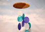 Spiral Blue Turquoise White Capiz Wind Chime (1 chime approx. 26 x 5.5 inches) Colorful Spiral Capiz Shell Chime for coastal home decor!