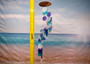 Spiral Blue Turquoise White Capiz Wind Chime (1 chime approx. 26 x 5.5 inches) Colorful Spiral Capiz Shell Chime for coastal home decor!