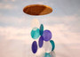 Spiral Blue Turquoise White Capiz Wind Chime (1 chime approx. 26 x 5.5 inches) Colorful Spiral Capiz Shell Chime for coastal home decor!