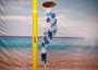 Spiral Blue Turquoise White Capiz Wind Chime (1 chime approx. 26 x 5.5 inches) Colorful Spiral Capiz Shell Chime for coastal home decor! Copyright 2025 SeaShellSupply.com.