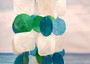 Aqua White Green Capiz Wind Chime (1 chime approx. 18 x 5.5 inches) Circle Square White Aqua Capiz Wind Chime for coastal home decoration! Copyright 2025 SeaShellSupply.com.