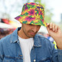 Green Yellow Orange Tropical Bucket Hat, Floral Summer Hat, Outdoor Hat, Vacation Accessory, Beachwear, Festival Gear _ Large Sizes Available