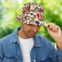 Brown Orange Blue Tiki Bucket Hat | Stylish Sun Protection | Boho Beachwear | Festival Headwear | Unique Gift for Spring & Summer - Large Sizes Available