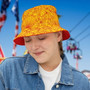 Yellow Red Vibrant Shells Bucket Hat, Beachwear Hat, Summer Accessory, Festival Fashion, Sun Protection Hat - Large Sizes Available