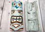 Tropical Flower Tiki Mask Large Painted Aqua (1 mask approx. 12 inch tall) Painted Wood Tiki Mask hanging surfside home decoration! Copyright 2025 SeaShellSupply.com.