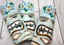 Tropical Flower Tiki Mask Large Painted Aqua (1 mask approx. 12 inch tall) Painted Wood Tiki Mask hanging surfside home decoration! Copyright 2025 SeaShellSupply.com.