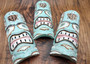 Tropical Turtle Tiki Mask Large Painted Aqua (1 mask approx. 12 inch tall) Painted Wood Turtle Tiki Mask hanging surfside home decoration!