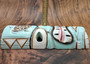 Tropical Turtle Tiki Mask Large Painted Aqua (1 mask approx. 12 inch tall) Painted Wood Turtle Tiki Mask hanging surfside home decoration! Copyright 2025 SeaShellSupply.com.