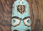 Tropical Turtle Tiki Mask Large Painted Aqua (1 mask approx. 12 inch tall) Painted Wood Turtle Tiki Mask hanging surfside home decoration! Copyright 2025 SeaShellSupply.com.