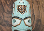 Tropical Turtle Tiki Mask Large Painted Aqua (1 mask approx. 12 inch tall) Painted Wood Turtle Tiki Mask hanging surfside home decoration!