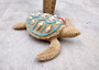 Sandy Sea Turtle Figure With Seashells Net Starfish (1 turtle approx. 5+ inches) Sand Texture Resin Cast Sea Turtle Figure for home decor!