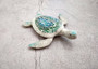 Sea Turtle Blue Green Glass Mosaic Shell Figurine (1 figure approx. 6.25+ inches long) Glass Mosaic Shell Sea Turtle Figure for home decor! Copyright 2025 SeaShellSupply.com.