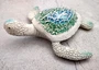 Sea Turtle Blue Green Glass Mosaic Shell Figurine (1 figure approx. 6.25+ inches long) Glass Mosaic Shell Sea Turtle Figure for home decor!