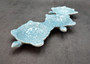 Sea Turtle Light Blue Connected Trio Plate (1 dish approx. 13.5+ inches wide) Light Aqua Sea Turtle Ceramic Dish for coastal table charm! Copyright 2025 SeaShellSupply.com.