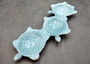 Sea Turtle Light Blue Connected Trio Plate (1 dish approx. 13.5+ inches wide) Light Aqua Sea Turtle Ceramic Dish for coastal table charm! Copyright 2025 SeaShellSupply.com.