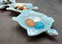 Sea Turtle Light Blue Connected Trio Plate (1 dish approx. 13.5+ inches wide) Light Aqua Sea Turtle Ceramic Dish for coastal table charm! Copyright 2025 SeaShellSupply.com.