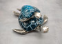 Blue Silver Sea Turtle Pair Resin Figurine (1 turtle approx. 6.5 inches long) Blue Silver Sea Turtle Pair Figure for coastal home décor!