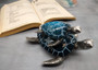 Blue Silver Sea Turtle Pair Resin Figurine (1 turtle approx. 6.5 inches long) Blue Silver Sea Turtle Pair Figure for coastal home décor!