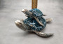 Blue Silver Sea Turtle Pair Resin Figurine (1 turtle approx. 6.5 inches long) Blue Silver Sea Turtle Pair Figure for coastal home décor! Copyright 2025 SeaShellSupply.com.