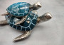 Blue Silver Sea Turtle Pair Resin Figurine (1 turtle approx. 6.5 inches long) Blue Silver Sea Turtle Pair Figure for coastal home décor!