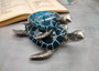 Blue Silver Sea Turtle Pair Resin Figurine (1 turtle approx. 6.5 inches long) Blue Silver Sea Turtle Pair Figure for coastal home décor!