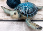 Blue Sea Turtle Figurine Painted Resin (1 turtle approx. 5.75+ inches long) Blue Painted Resin Sea Turtle Figure for coastal home decor!