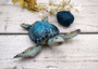 Blue Sea Turtle Figurine Painted Resin (1 turtle approx. 5.75+ inches long) Blue Painted Resin Sea Turtle Figure for coastal home decor!