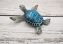 Blue Sea Turtle Figurine Painted Resin (1 turtle approx. 5.75+ inches long) Blue Painted Resin Sea Turtle Figure for coastal home decor!