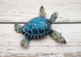 Blue Sea Turtle Figurine Painted Resin (1 turtle approx. 5.75+ inches long) Blue Painted Resin Sea Turtle Figure for coastal home decor! Copyright 2025 SeaShellSupply.com.