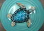 Blue Sea Turtle Figurine Painted Resin (1 turtle approx. 5+ inches long) Blue Painted Resin Sea Turtle Figure for coastal home decor! Copyright 2025 SeaShellSupply.com.