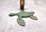 Cast Iron Green Patina Sea Turtle Wall Hook (1 cast iron hook approx. 6+ inches) Verdigris Sea Turtle Wall Hanger for coastal home decor! Copyright 2025 SeaShellSupply.com.