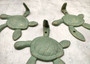 Cast Iron Green Patina Sea Turtle Wall Hook (1 cast iron hook approx. 6+ inches) Verdigris Sea Turtle Wall Hanger for coastal home decor! Copyright 2025 SeaShellSupply.com.