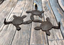 Dark Rust Cast Iron Sea Turtle Wall Hook (1 cast iron hook approx. 6+ inches) Dark Patina Sea Turtle Wall Hanger for coastal home decor!