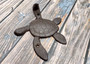 Dark Rust Cast Iron Sea Turtle Wall Hook (1 cast iron hook approx. 6+ inches) Dark Patina Sea Turtle Wall Hanger for coastal home decor!