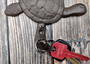 Dark Rust Cast Iron Sea Turtle Wall Hook (1 cast iron hook approx. 6+ inches) Dark Patina Sea Turtle Wall Hanger for coastal home decor!