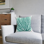 Teal Ocean Coral Pattern Faux Suede Square Pillow (Multiple Sizes)