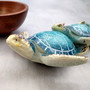 Blue Resin Sea Turtle Family Figurine (1 figurine approx. 8+ inches long) Blue Turtle Family Trio for coastal decor display and collecting! Copyright 2025 SeaShellSupply.com.