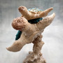 Sea Blue Mom & Baby Sea Turtles on Coral Figure (1 figure approx. 8+ inches tall) Blue Grey Sea Turtle Pair Figure for coastal home decor! Copyright 2025 SeaShellSupply.com.