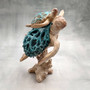 Sea Blue Mom & Baby Sea Turtles on Coral Figure (1 figure approx. 8+ inches tall) Blue Grey Sea Turtle Pair Figure for coastal home decor! Copyright 2025 SeaShellSupply.com.