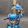 Two Blue Sea Turtles Swimming Sculpture (1 figurine approx. 7+ inches tall) Resin Sea Turtle Pair for coastal home decor & collectibles! Copyright 2025 SeaShellSupply.com.