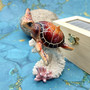 Red Orange Turtle Painted Resin Figurine on Coral (1 turtle approx. 5+ inches) Red Painted Resin Turtle Figure for coastal home decor! Copyright 2025 SeaShellSupply.com.