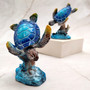 Ocean Blue Painted Resin Sea Turtle Figurine (1 figure approx. 3.5+ inches tall) Blue Sea Turtle for coastal home decor gifts & collecting! Copyright 2025 SeaShellSupply.com.
