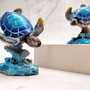 Ocean Blue Painted Resin Sea Turtle Figurine (1 figure approx. 3.5+ inches tall) Blue Sea Turtle for coastal home decor gifts & collecting! Copyright 2025 SeaShellSupply.com.