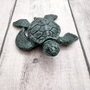 Green Sea Turtle Key Box With Lid Metal (1 key box approx. 5+ inches) Dark Aged Green Cast Iron Sea Turtle Box for keys trinkets & gifting!